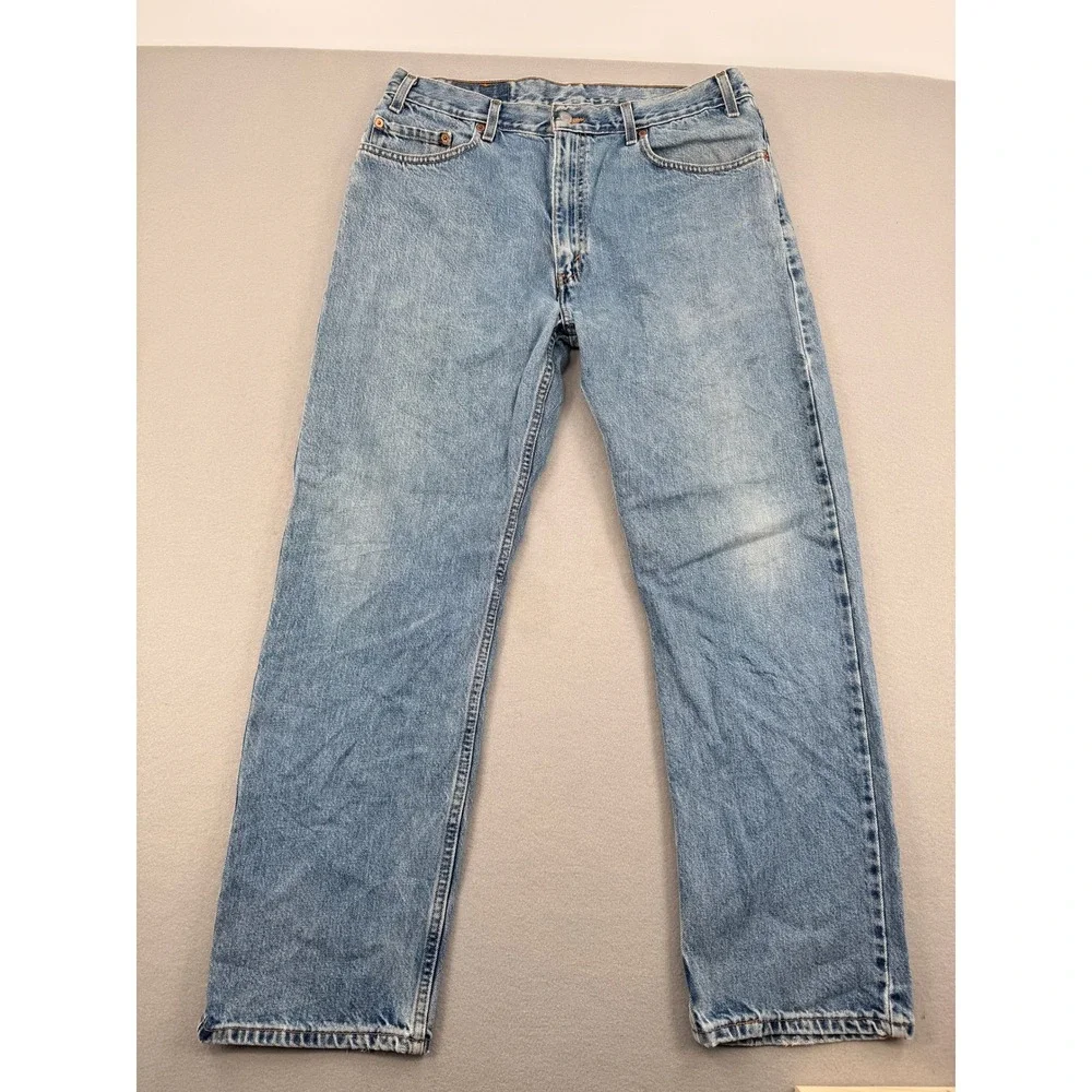 Vintage Levis 505 Regular Fit Jeans Mens 36x30 Light Wash Blue Denim Workwear